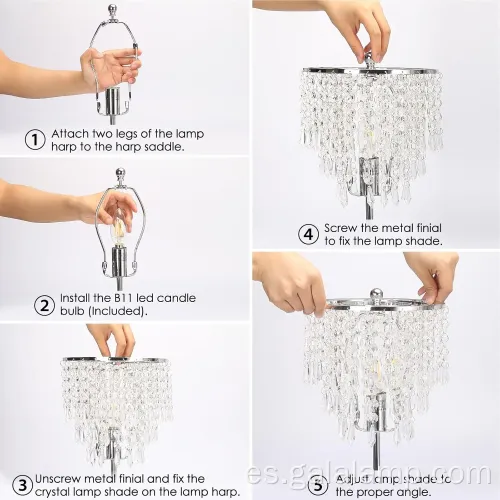 Lámpara de mesa de cristal sofisticada con toque y USB